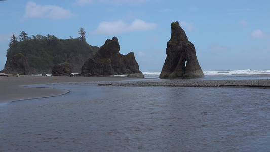 太平洋沿岸大悬崖和靠近海岸的岛屿奥林匹亚国家公园美国视频