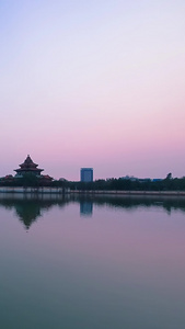 顺峰山湖景区晚霞清晨日出艺术渲染视频