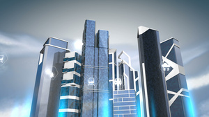 智能城市3d背景动画13秒视频