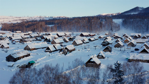 8K航拍新疆禾木雪景27秒视频