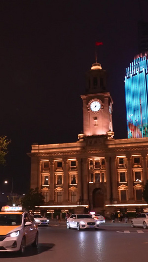 城市夜景交通地标钟楼街景车流素材城市素材48秒视频