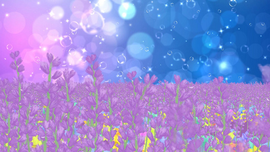 唯美动态粒子光晕上升温馨紫色花海舞台背景视频视频