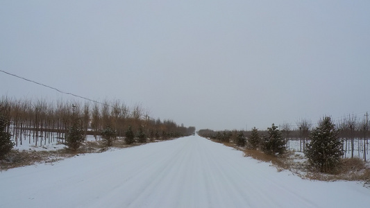 下雪天农村道路行车记录视频