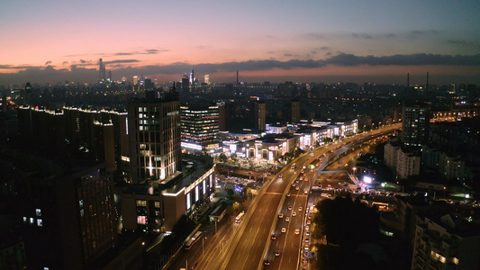 上海浦东城市天际线4K夜景航拍视频