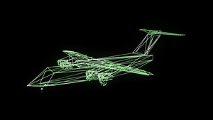 3D翻接中分离的飞机电线模型13秒视频