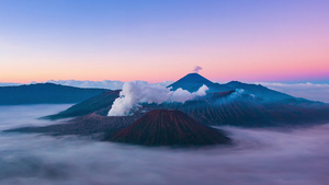 美丽的火山日出时间消逝标志性自然旅行地点东雅瓦印度15秒视频