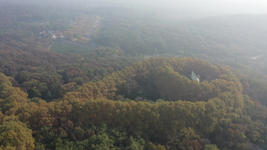 航拍中国江苏南京钟山风景名胜区美龄宫深秋美景视频