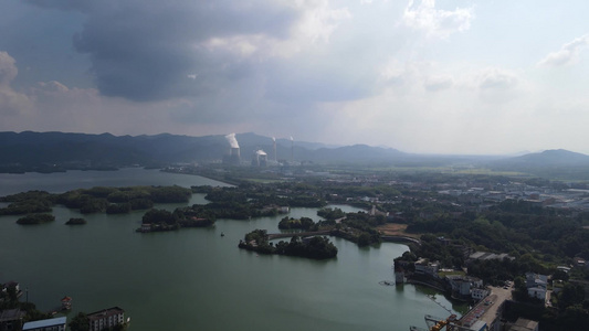 航拍湖北赤壁陆水湖景区视频