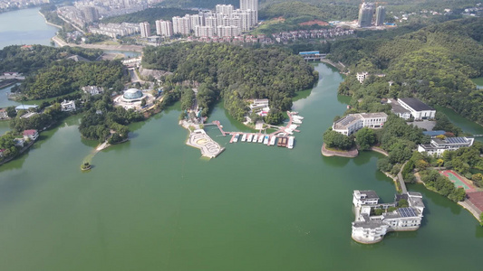 航拍湖北赤壁陆水湖景区视频