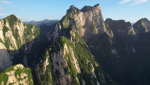 航拍陕西渭南西岳华山多角度壮丽风景74秒视频