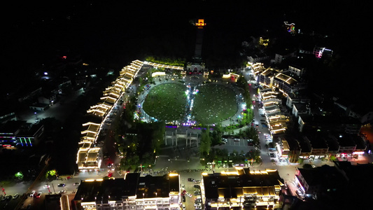 城市霓虹灯夜景灯光航拍视频