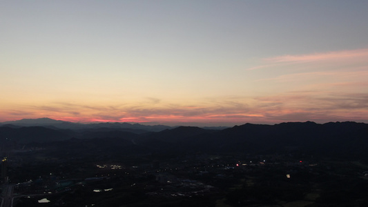 航拍日落晚霞夕阳西下火烧云视频