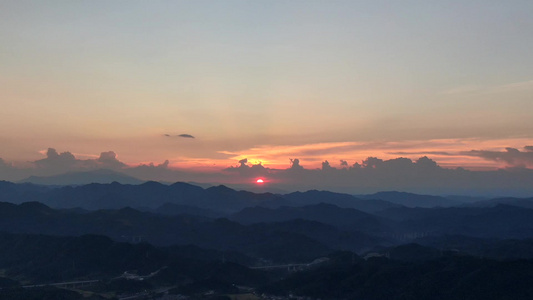 航拍日落晚霞夕阳西下火烧云视频