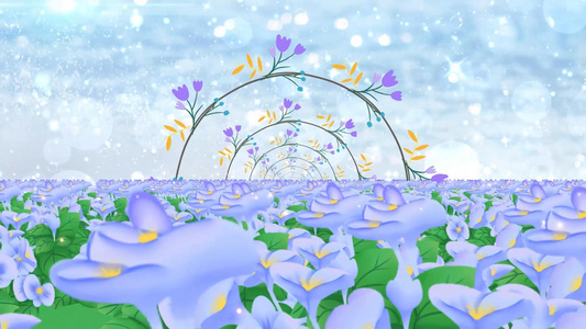 唯美梦幻清新花海紫色动态大气粒子散发舞台背景视频