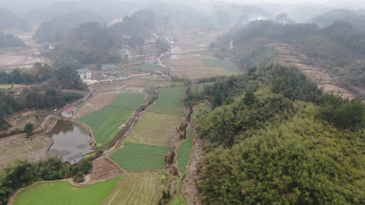 大山丘陵农田梯田农业种植航拍视频