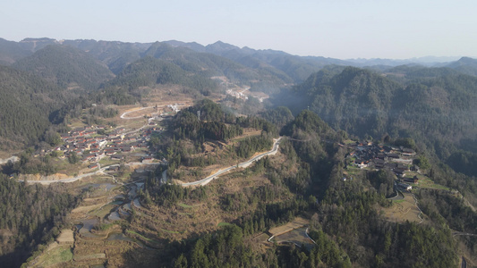 大山丘陵农田梯田农业种植航拍视频