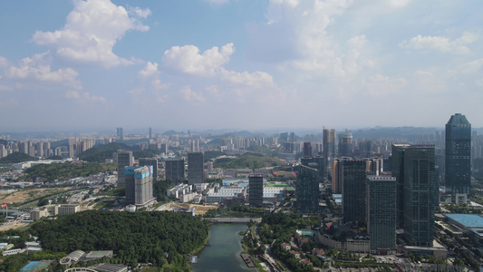 航拍贵阳经济开发区城市高楼商务建筑视频