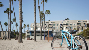 夏日周期房屋和棕榈树在海滨California海岸8秒视频
