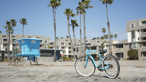 夏日周期房屋和棕榈树在海滨海岸19秒视频