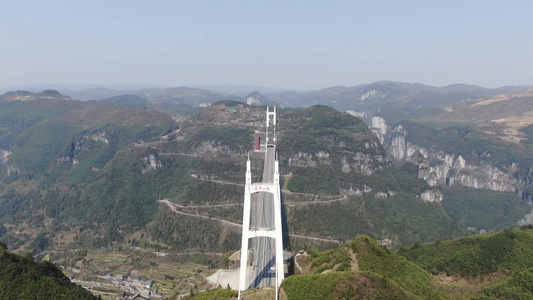 航拍湖南湘西矮寨奇观5A景区视频