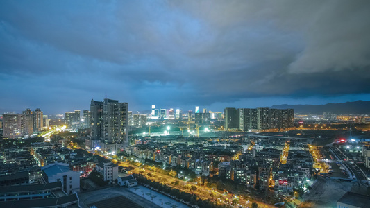 义乌城市夜景车流延时摄影视频