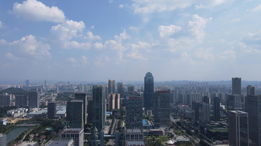 航拍贵阳经济开发区城市高楼商务建筑视频