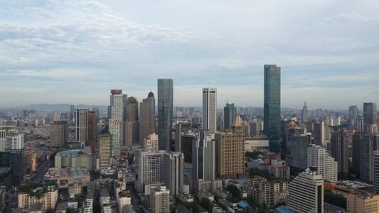 南京日出航拍4K城市建筑群大行宫CBD视频