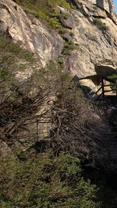 航拍平顶山5A尧山风景区栈道与山峰视频旅游目的地视频