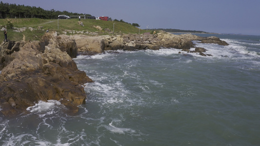 海岸线海边航拍视频