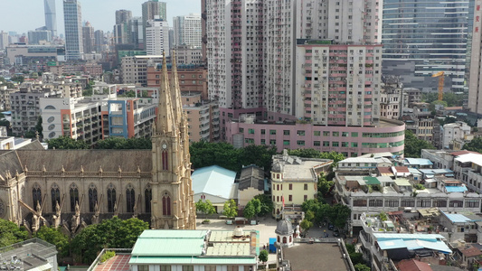 航拍中国广东广州石室圣心大教堂建筑外景视频