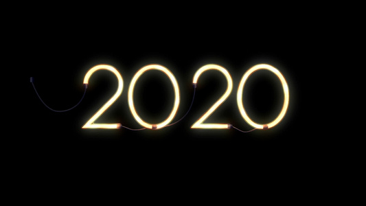 2021年节日闪烁的电线信号无缝环绕对准黑色视频