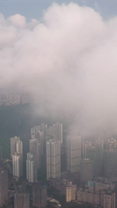 雨后迷雾重庆江北区渝北区云上航拍素材云雾下的重庆山城视频