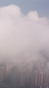 雨后迷雾重庆江北区渝北区云上航拍素材雨后城市视频