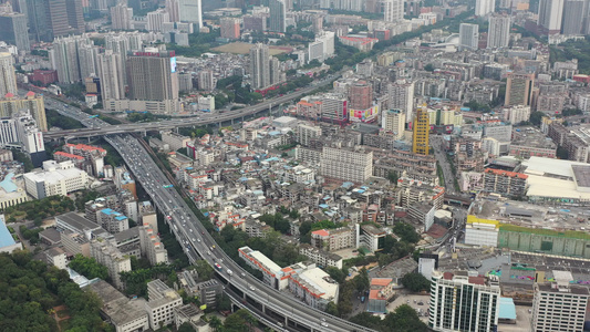 航拍中国广东广州天河区广园快速路广州大道城市街景视频