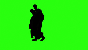 3d绿色屏幕拥抱的人的轮廓18秒视频