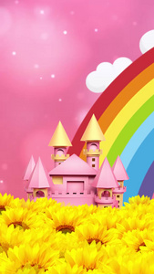 卡通彩虹向日葵led背景视频六一儿童节视频