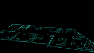 房屋计划蓝图和建筑物线框架模型21秒视频