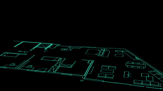 房屋计划蓝图和建筑物的框架模型视频