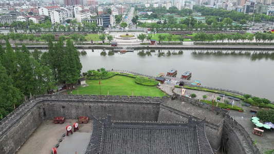 航拍湖北荆州古城古建筑视频