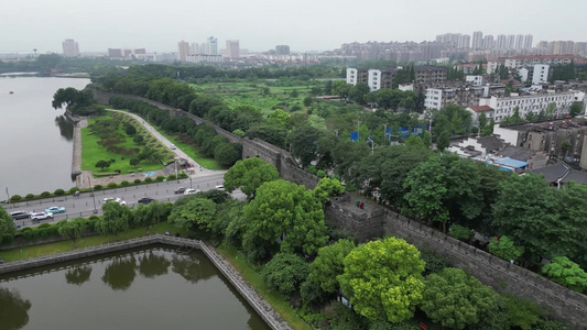 航拍湖北荆州古城古建筑视频