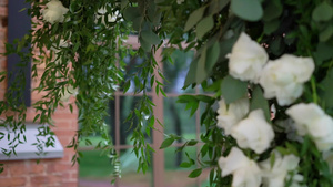 婚礼宴会上的花朵装饰6秒视频