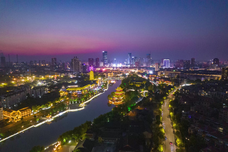 淮安市市中心里运河-夜景延时视频