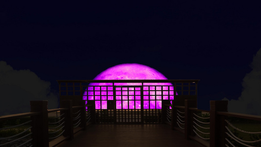 4千个超级粉红月亮在夜空中的双轮桥上复活视频