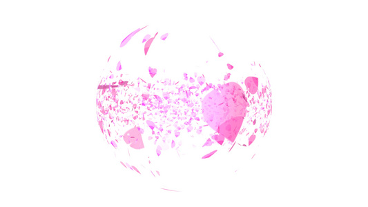 粉红沙库拉叶子坠落飘浮在空中球球球体上视频