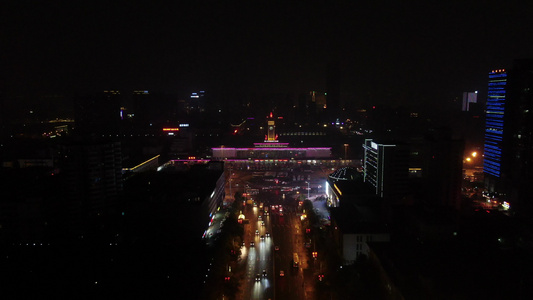 湖南长沙城市夜景航拍视频