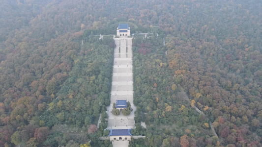 航拍江苏南京钟山景区中山陵视频