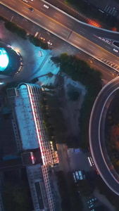 航拍风光城市夜景交通立体天桥夜景灯光车流堵车素材城市素材视频