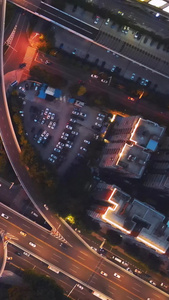 航拍风光城市夜景交通立体天桥夜景灯光车流堵车素材灯光素材视频