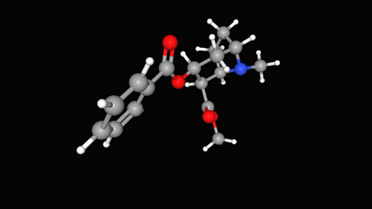 可卡因3D球和棍棒模型视频