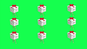 一个有趣的3D礼物盒的动画片以绿屏的双腿群起舞19秒视频